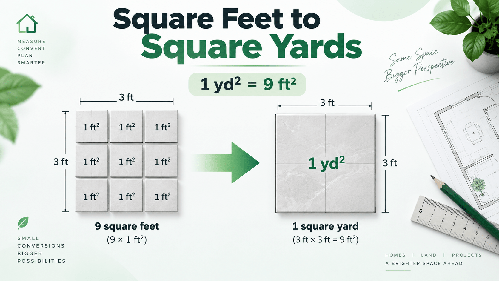 square feet to square yards